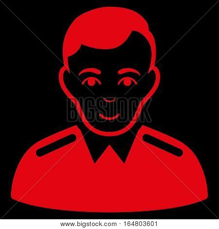 Officer vector icon. Flat red symbol. Pictogram is isolated on a black background. Designed for web and software interfaces.