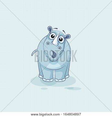 Vector Stock Illustration isolated emoji character cartoon rhinoceros surprised with big eyes sticker emoticon for site, info graphics, video, animation, websites, mail, newsletters, reports, comic