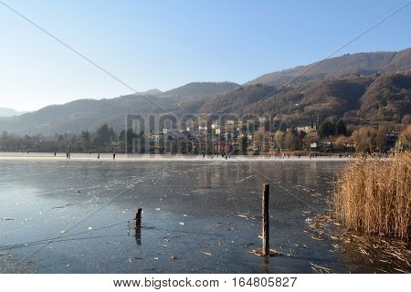 Fun on the ice - Lake Endine - Bergamo - Lombardy - Italy