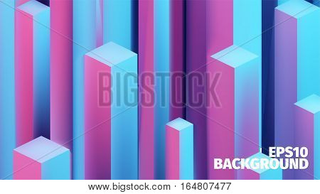 Abstract isometric boxes 3d  background. Vector cubes pattern. Bright illustration