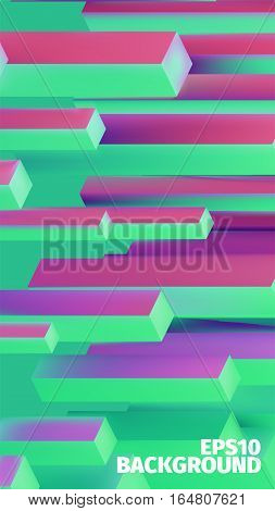 Abstract isometric boxes 3d background. Vector cubes pattern. Bright illustration. Web banner