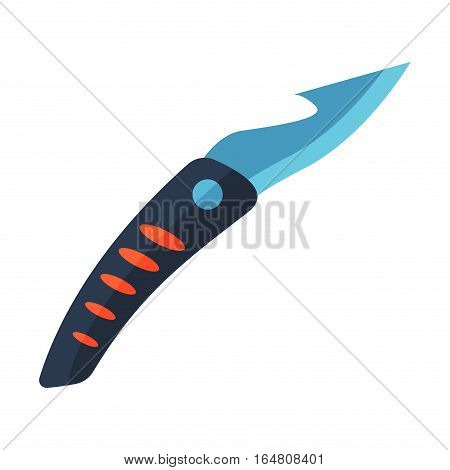 Knife weapon dangerous metallic razor Vector illustration of sword spear edged tool. Combat andbonder bayonet cold protection or attack steel arms.