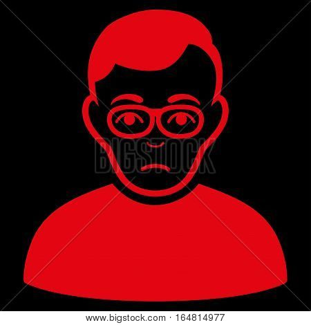 Downer vector icon. Flat red symbol. Pictogram is isolated on a black background. Designed for web and software interfaces.