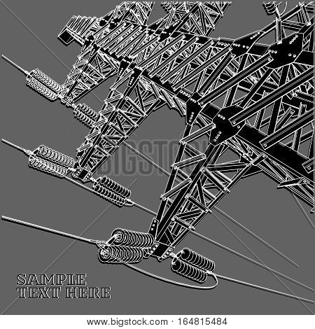 Power Transmission Line, vector illustration. Isolated background