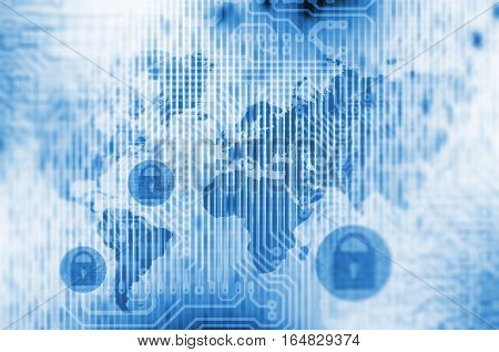 Light Blue Global Networks Abstract Background Illustration. Global Internet Network Safety.