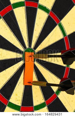 Darts With Dart Which Was Pinned A Sheet Of Paper For Labels