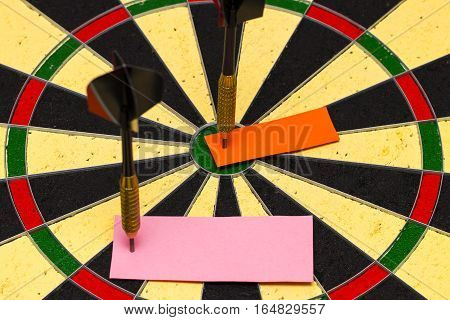 Darts With Dart Which Was Pinned A Sheet Of Paper For Labels