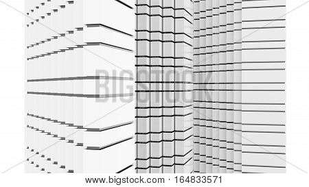 Black and white futuristic architecture background. Abstract architectural building of the future. 3D rendering.