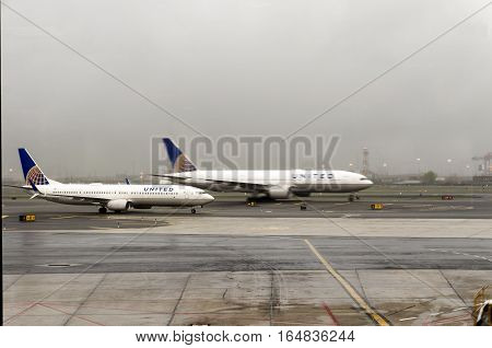 NEWARK USA - MAY 5 2016: United airplanes on Newark Liberty international airport