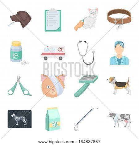 Veterinary clinic set icons in cartoon design. Big collection of veterinary clinic vector symbol stock illustration