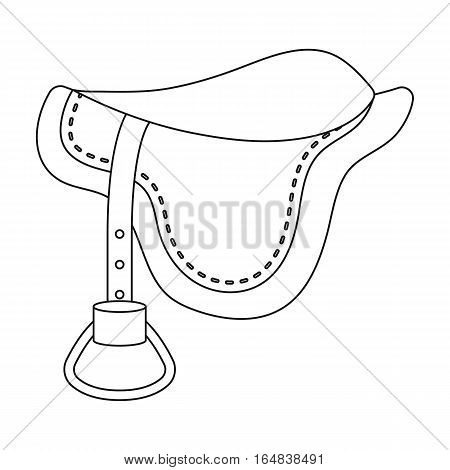 Saddle icon in outline design isolated on white background. Hippodrome and horse symbol stock vector illustration.