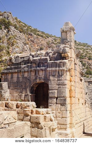 ancient stone ruins in the mountains Sunny day