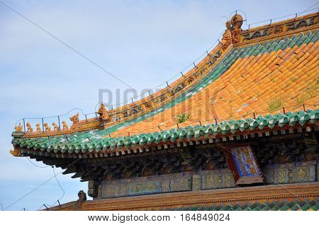 Chongmo Pavilion in the Shenyang Imperial Palace (Mukden Palace), Shenyang, Liaoning Province, China.  Shenyang Imperial Palace is UNESCO world heritage site built in 400 years ago.