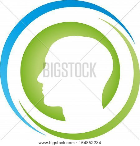 Face and circle, head, man and person logo