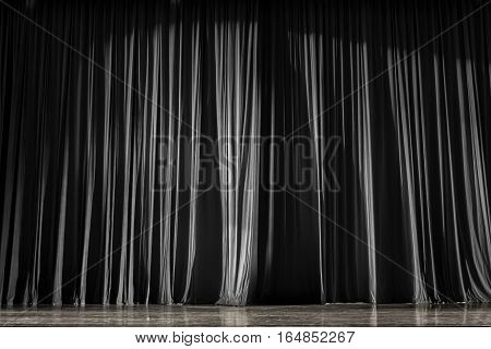 Black And White Curtains And Stage.