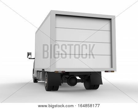 Small white truck. Car delivery service. Delivery of goods and products to retail outlets. 3d rendering