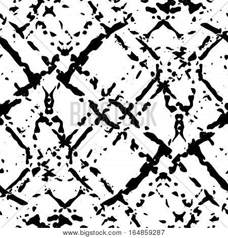 Seamless pattern with hand drawn abstract ink texture with brushstrokes . Black and white endless vector background.