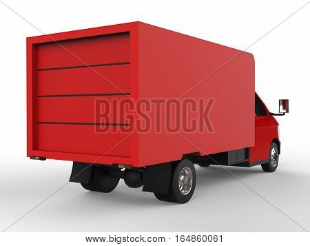 Small red truck. Car delivery service. Delivery of goods and products to retail outlets. 3d rendering