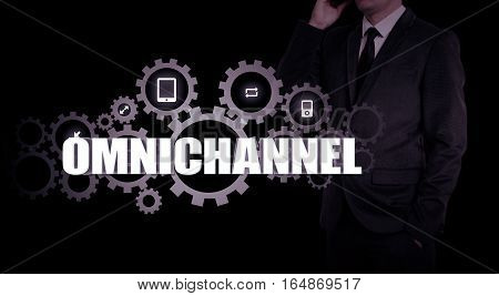 The concept of Omnichannel between devices to improve the performance of the company. Innovative solutions in business.
