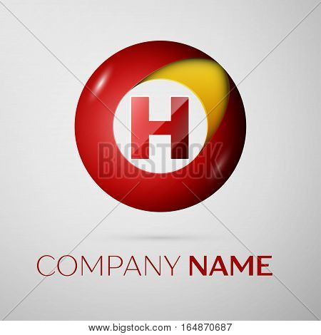 Letter H vector logo symbol in the colorful circle on grey background. Vector template for your design