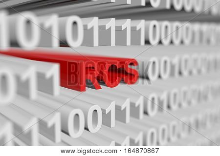 RCS as a binary code with blurred background 3D illustration