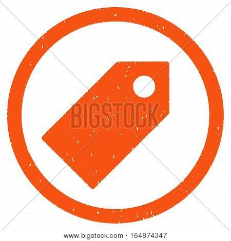 Tag rubber seal stamp watermark. Icon vector symbol with grunge design and unclean texture. Scratched orange ink sign on a white background.