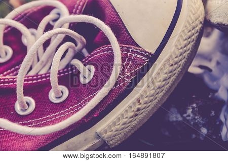 vintage retro red shoes high-tops sneakers travel concept