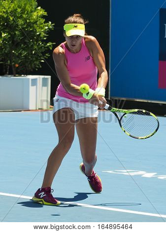 Melbourne Australia - January 10 2017: Rumanian Tennis player Sorana Cirstea preparing for the Australian Open at the Kooyong Classic Exhibition tournament