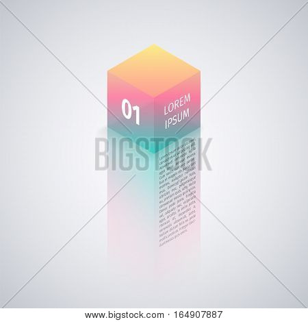 Isometric colorful abstract cube on gray background for infographics. Clipping paths included in JPG file.