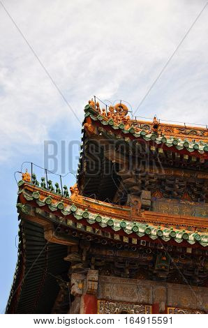 Chongmo Pavilion in the Shenyang Imperial Palace (Mukden Palace), Shenyang, Liaoning Province, China. Shenyang Imperial Palace is UNESCO world heritage site built in 400 years ago.