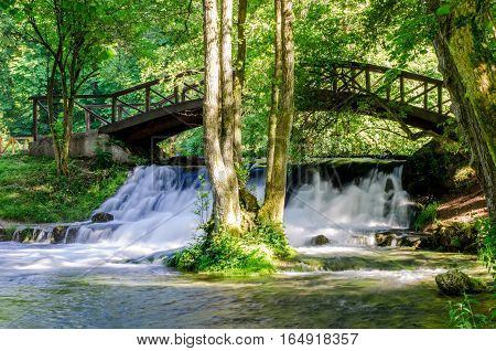 Beautiful waterfall of river Bosna near Sarajevo
