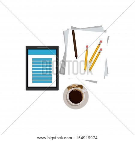 Tablet pencils and document icon. Device gadget technology and electronic theme. Isolated design. Vector illustration