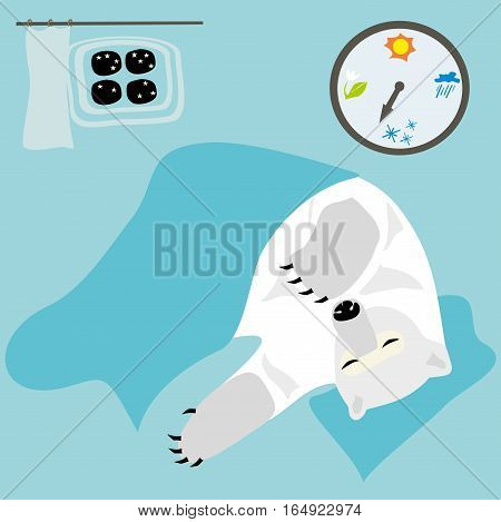 Sleeping polar bear waiting for new season