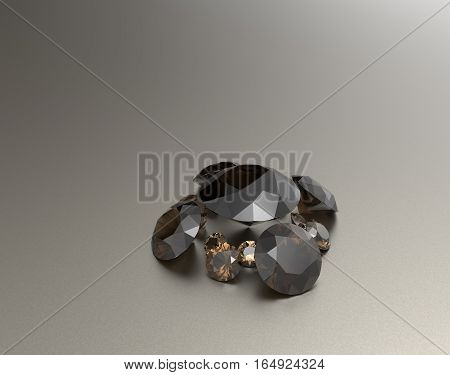 Background with brown gemstones. Fashionable and stylish accessories. 3D illustration