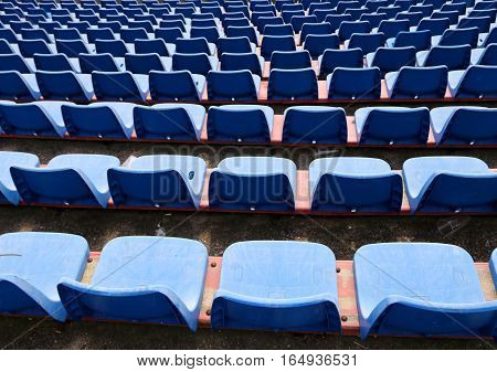 Empty Chairs On The Stadium Without An Audience Bleachers