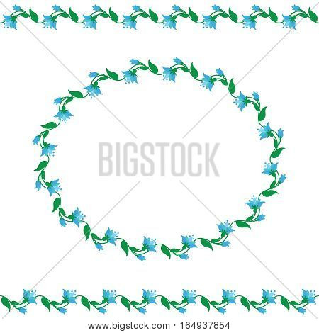 Cute floral borders and frame set collection. Isolated on white background. Can use for birthday card wedding invitations. Vector illustration.