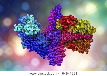 Neurotoxin of type A of bacterium Clostridium botulinum which causes food intoxication botulism, molecular model. 3D illustration