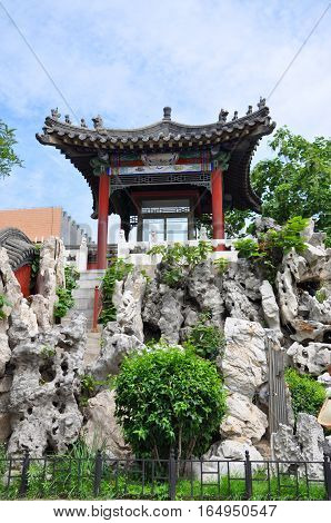 Garden inside Shenyang Imperial Palace Mukden Palace, Shenyang, Liaoning Province, China. Shenyang Imperial Palace is UNESCO world heritage site built in 400 years ago.