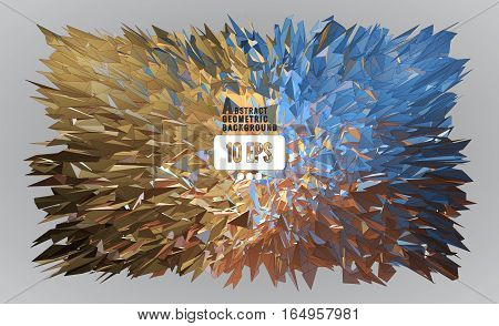 Colorful polygonal rectangle form explode on bright background