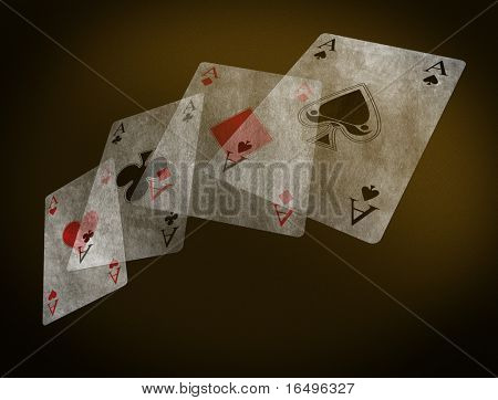 pokerbord med at spille kort - vintage