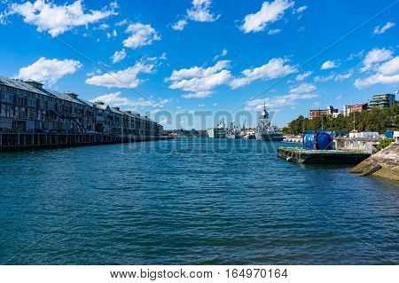Fingers wharf in sunny day Woolloomooloo Sydney Australia