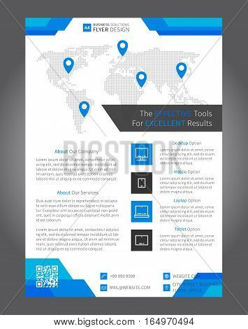 Flyer leaflet layout vector design. A4 size page with sample text icons. Flyer template creative design. Easy to edit and print. Modern flyer template graphic concept.