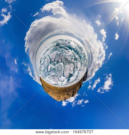 Ice Hummocks In Polar Spherical Projection Of Little Planet
