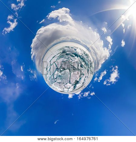 Ice Hummocks In Polar Spherical Projection Of Little Planet