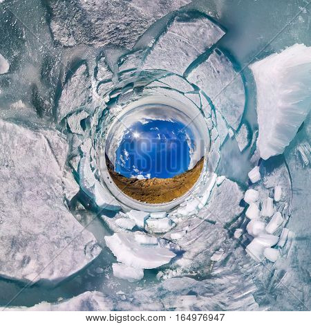 Ice Hummocks In Polar Spherical Projection Of Little Planet