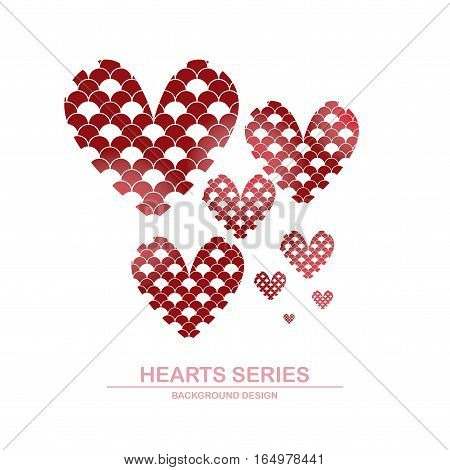 Vector illustration heart series designed with wave pattern combined in heart shape