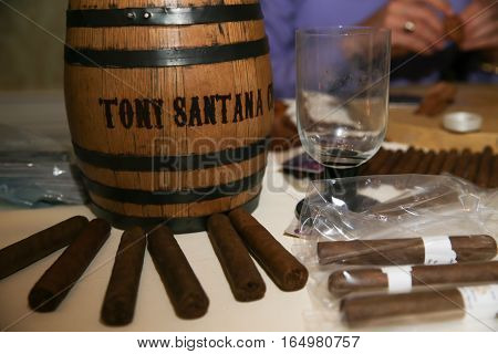 Cigars In Box On Table