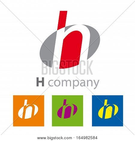 Vector Oval sign initial letter H, four logo