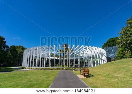 Sydney Australia - November 24 2016: The Calyx is an integrated mix of indoor and outdoor areas with the exhibitions changing on a regular basis. Sydney Royal Botanic Garden