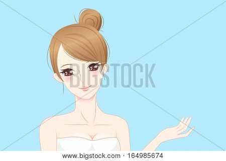 cartoon skin care woman show something to you